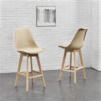 Barkruk set van 2 kunstleer en beuken 105x48x58 cm beige