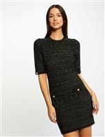 Fitted jumper dress with short sleeves 232-Rmlac black