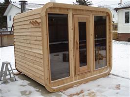 Luna Sauna met veranda | Knotty Red Cedar