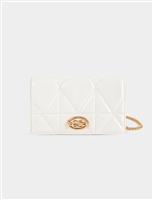 Quilted clutch bag with strap white ladies