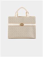 Shopper bag with monogram print beige ladies