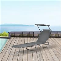 Ligbed met luifel Argozelo 186x55x24 cm set van 2 donkergrijs