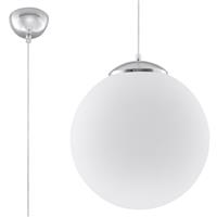 Plafondlamp UGO 40 chroom/wit glas - 1x E27 40x40x130cm - IP20 230V AC
