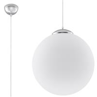 Plafondlamp UGO 30 chroom/wit glas - 1x E27 30x30x120cm - IP20 230V AC