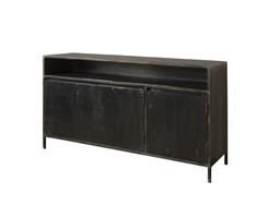 Dressoir Paterno 155 cm | Zwart mangohout &amp; metaal