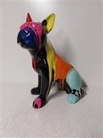 Beeld, Beeld, sitting french bulldog with colorful finish - 43 cm - polyresin