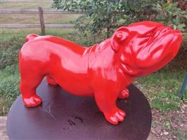 Beeld, garden image of an English bulldog  red - 58 cm - polyresin