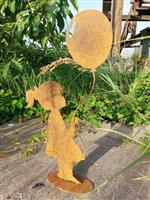 Beeld, Silhouette girl with balloon - 69 cm - metaal