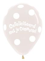 Ballonnen Communie Polka Dots Clear 30cm 25st