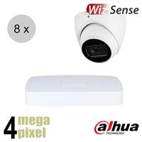 Dahua 4MP IP cameraset - WizSense - 8 turret dome cameras - starlight - audio - 2.8mm - 50m - ips84