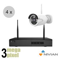 Nivian 3 megapixel wifi 8 kanaals camerasysteem - 20m - 4 cameras - NV830