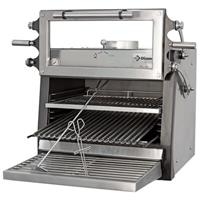 Houtskooloven-bbq, gn 1/1 (60 kg/h)/ - hefbare deur/roestvrij staal | Diamond | CBQ-060/RX