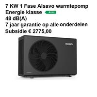 7 kw 1 fase Alsavo monobloc warmtepomp Subsidie € 2775,