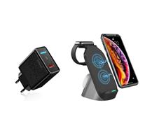 DrPhone QW2 – 3 in 1 Draadloze lader – Dock - Veilig Laden - iPhone – Apple Watch / Airpods Pro – 15