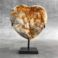 GEEN RESERVEPRIJS - Prachtige hartvorm van geel kristal op standaard - Kristal - Hoogte: 21 cm - Bre