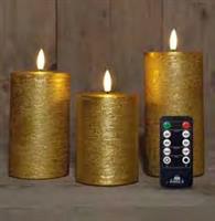 LEDkaarsen Annas Collection LED kaars 3D Flame Wax Candle Rustiek GOLD Goud met afstandsbediening 7