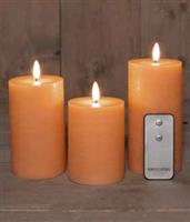 LEDkaarsen Annas Collection LED kaars 3D Flame Wax Candle Rustiek PEACH met afstandsbediening 7,5x1