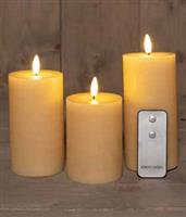 LEDkaarsen Annas Collection LED kaars 3D Flame Wax Candle Rustiek VANILLE met afstandsbediening 7,5