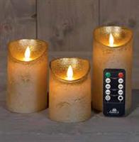 LEDkaarsen Annas Collection LED kaars 3D Flame Wax Candle Rustiek Goud met afstandsbediening 7,5x10
