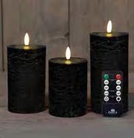 LEDkaarsen Annas Collection LED kaars 3D Flame Wax Candle Rustiek Zwart met afstandsbediening 7,5x1