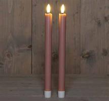 Actie LEDkaarsen Annas Collection LED kaars 3D Flame Candle Antique Pink D 2,5 H 23 cm /2 stuks Led