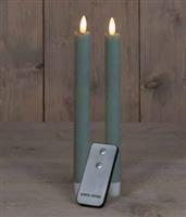 LEDkaarsen Annas Collection LED kaars 3D Flame Candle Rustiek Jade green groen met afstandsbedienin