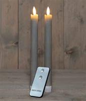 LEDkaarsen Annas Collection LED kaars 3D Flame Candle Rustiek Taupe met afstandsbediening D 2,5 H 2