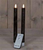 LEDkaarsen Annas Collection LED kaars 3D Flame Candle Rustiek Zwart met afstandsbediening D 2,5 H 2