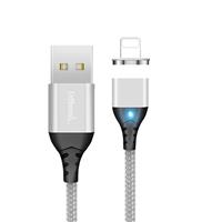 DrPhone Echo Series - 2 Meter - Zilver - Magnetische iPhone/iPad Lightning kabel - Quick Charge 3.0/