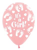 Ballonnen Its a Girl Footprint Pink 30cm 25st