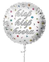 Hiep Hiep Hoera Helium Ballon Wit Leeg 45cm