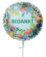 Bedankt Helium Ballon Blauw Leeg Bloemen 45cm