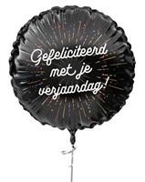 Gefeliciteerd Helium Ballon Zwart Wit Leeg 45cm