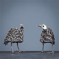 sculptuur, Twee kroonkraanvogels - 200 mm - metaal