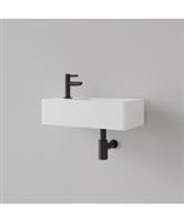 Fontein Gliss Design Freya Solid Marble 40x22x10 cm Met Kraangat Links Mat Wit