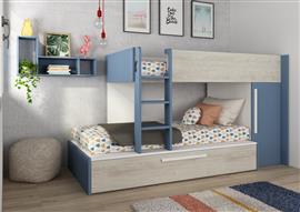 Jules stapelbed met kast en slaaplade - 90x200 - Blauw - Trasman