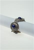 Zilveren schakel armband met lapis lazuli