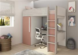 Studio 1803 hoogslaper met bureau en kast - 90x200 - Oudroze/cascina - Trasman