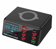 DrPhone SMARTC4 8-poorten Laadstation met Draadloos lader - Qualcomm 3.0  + PD (powerdelivery) & Led