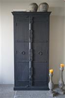 Oude Kast | 2-Deurs | Zwart | H195 x B88 x D38 cm