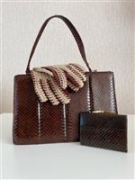 Vintage handtas van slangenleer