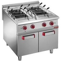 Pastakoker op gas, 2 kuipen, 2x 40 liter, op gesloten kast (zonder manden) | Diamond | G9/CPA8