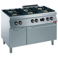 Fornuis 6 vuren, gasoven  gn 2/1, neutrale kast | Diamond | G17/6BFA12-N