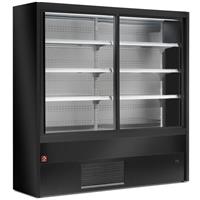Gekoeld wandmeubel, geventileerd met glazen schuifdeuren - zwart | Diamond | PD10/B5-R2