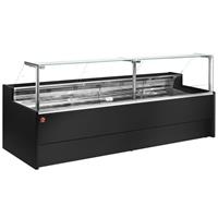 Geventileerde gekoelde vitrinetoonbank- met recht frontglas 90&amp;#176; met reserve - zwart | Diamo
