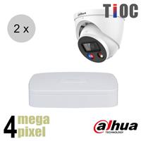 Dahua 4MP IP cameraset - TiOC - 2 turret dome cameras - actieve afschrikking - 2.8mm - 30m - ips24d