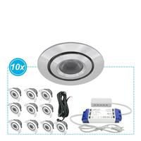 Led inbouwspots Mura, set van 10 spots