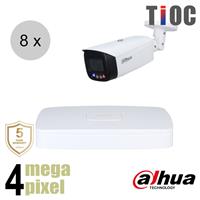 Dahua 4MP IP cameraset - TiOC - 8 bullet cameras - actieve afschrikking - 2.8mm - 30m - ips84db3