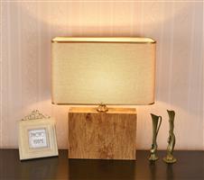 Tafellamp Modern Hout met Beige Kap 50 cm - Valott Ayote