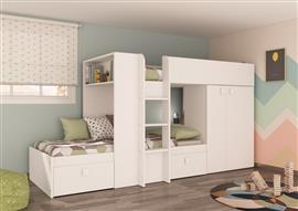 Maxim Multifunctioneel Stapelbed - 90x200 - Volledig Wit - Trasman